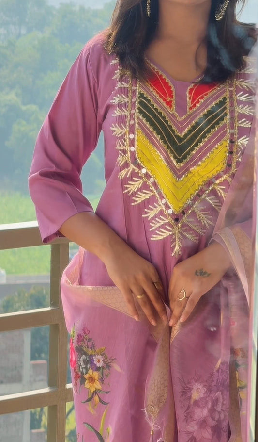 Straight Fit Kurti with pant & Dupatta Set