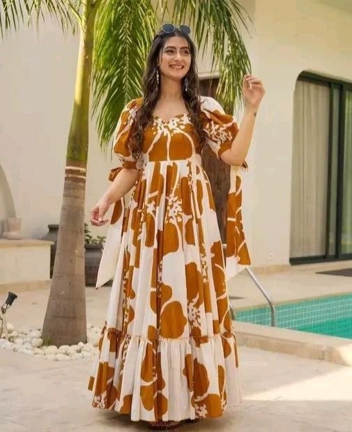 ANIKA-Viscose Rayon fabric with Printed and stylish 2 Layer Pattern