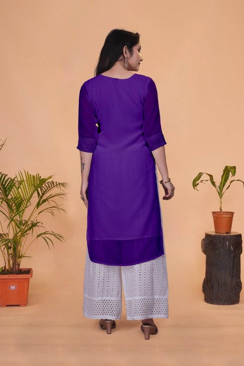 MANU SET-chikankari work With Cotton Borer work palazzo & beautiful jecard dupatta