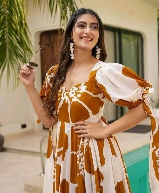 ANIKA-Viscose Rayon fabric with Printed and stylish 2 Layer Pattern