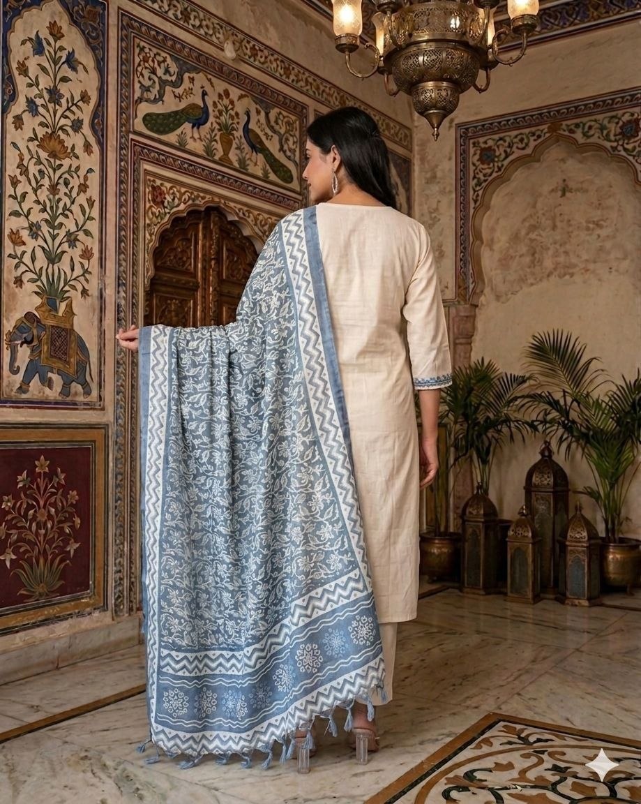 VISHWA (વિશ્વા )-Kora Cotton With Embroidery Work