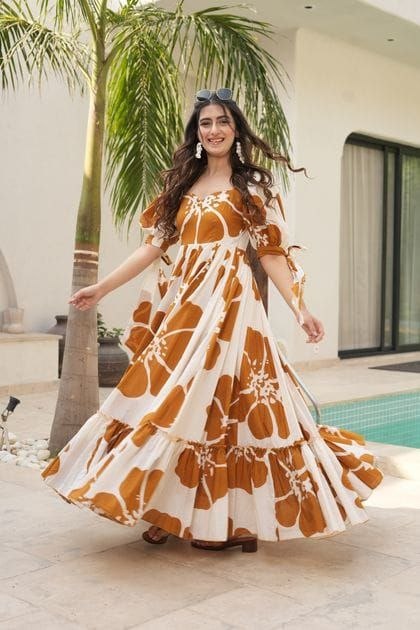ANIKA-Viscose Rayon fabric with Printed and stylish 2 Layer Pattern